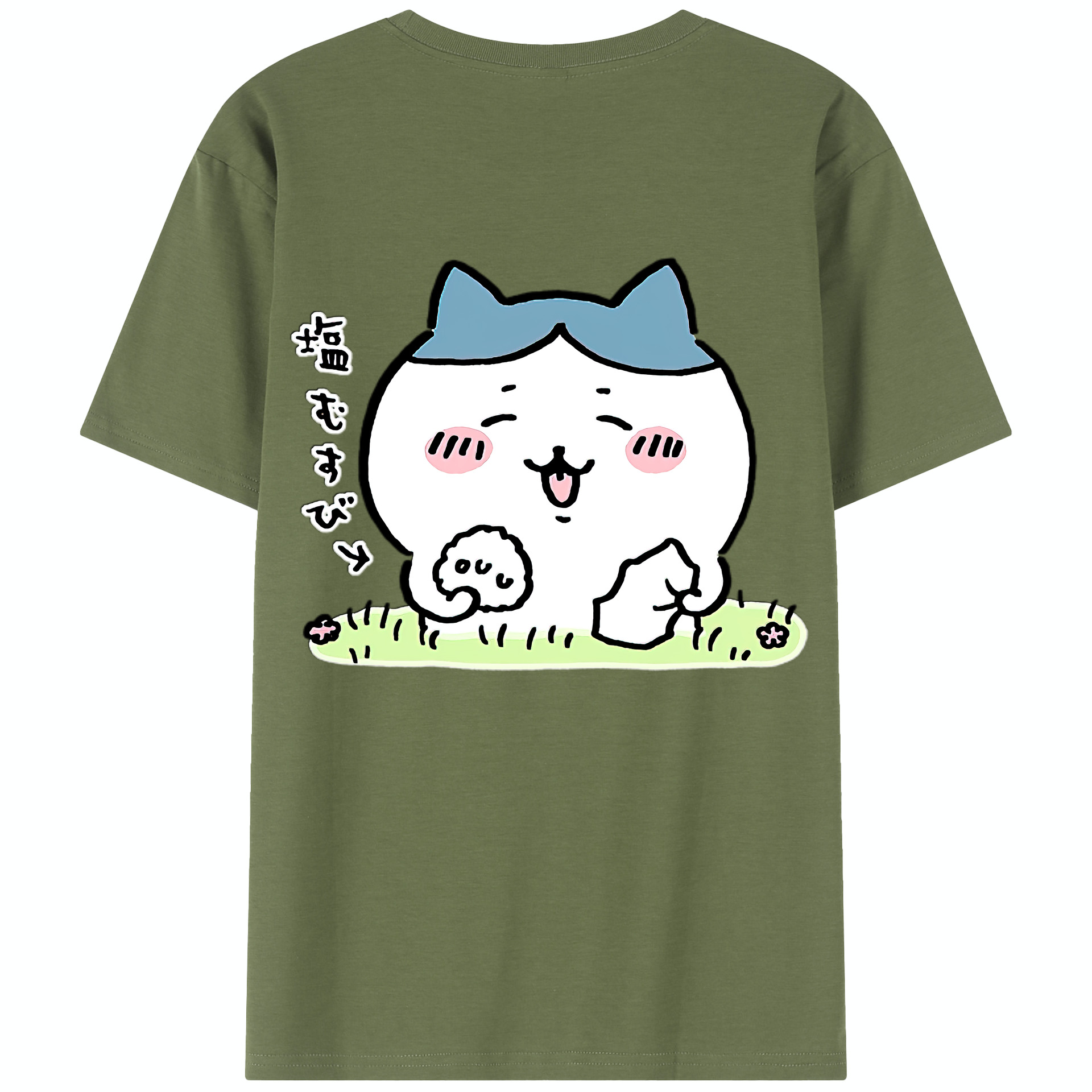 （画像用） ちいかわ ハチワレ Chii-kawa hachiware 綿100％半袖Tシャツ（背面プリント）